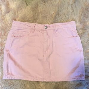Pink Denim Mini Skirt